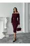 Madonna Collar Boucle Dress - Burgundy - 2