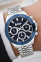 Silver-Blue Color Steel Strap & Case Functional Men's Wristwatch 3Atm Bracelet Sdlc003