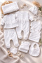 Newborn Baby Girl 10 Piece Lux Hospital Release Blanket with Fringe Detail (100% Cotton Fabric)