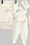 3-Piece Baby Girl Hospital Discharge Set with Bow and Lace – Cream