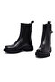 Women's Black Thick Soled Leather Chelsea Boots 25Wfd202018 - 3