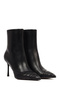 Women's Black Zippered Thin Heeled Leather Boots 25Wfd101318 - 3