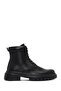 Men's Black Lace-Up Zippered Leather Casual Boots 25Wfd701018