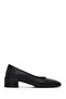 Women's Black Thick Short Heeled Leather Shoes 25Afd184818