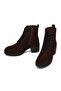 Women's Brown Zippered Thick Heeled Suede Leather Boots 25Wfd340310 - 3