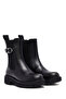 Women's Black Thick Soled Leather Chelsea Boots 25Wfd202018 - 4