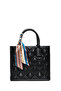 Women's Black Long Strap Quilted Shoulder Bag with Accessories 25Wbd2622Kp - 3