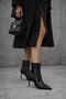 Women's Black Zippered Thin Heeled Leather Boots 25Wfd101318 - 2