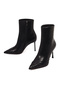 Women's Black Zippered Thin Heeled Leather Boots 25Wfd101318 - 6