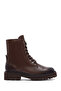 Women's Brown Zippered Leather Boots 25Wfd281218