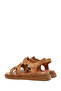 Women's Tan Ankle Buckle Suede Genuine Leather Sandals 25Sfd362010 - 5