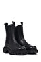 Women's Black Thick Soled Leather Chelsea Boots 25Wfd140318 - 4