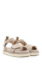 Women's Cream Banded Thick Sole Suede Genuine Genuine Leather Sandals 25Sfd405510 - 3
