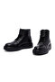 Men's Black Lace-Up Thick Soled Leather Boots 25Wfd6334Ft - 4
