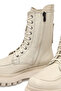 Women's Beige Zippered Thick Soled Leather Boots 25Wfd183518 - 8