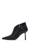 Women's Black Zippered Thin Heeled Leather Boots 25Afd101018 - 4