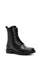 Women's Black Zippered Leather Boots 25Wfd510318 - 7