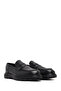 Men's Black Thick Sole Genuine Leather Loafer, Winter Shoes 25Wfd8200Ft - 3