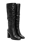 Women's Black Zippered Thick Heeled Leather Boots 25Wfd281118 - 3