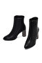 Women's Black Zippered Patterned Thick Heeled Boots 25Wfe481118 - 3
