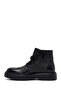 Men's Black Lace-Up Thick Soled Leather Boots 25Wfd6334Ft - 3