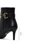 Women's Black Zippered Thin Heeled Boots 25Afe480818 - 2