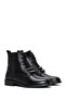 Women's Black Lace-Up Zipper Detailed Leather Boots 25Wfd420118 - 4
