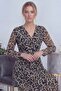 Leopard Printed Double-Breasted Plus Size Chiffon Dress - 4
