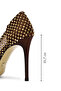 Women's Bronze Stone-Embellished High Thin Heel Genuine Leather Stiletto, Heeled Shoes 25AFD1206TS - 2