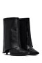 Women's Black Thin Heeled Leather Boots 25Afd160218 - 5