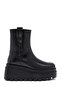 Women's Black Zippered Thick Soled Leather Boots 25Wfd187818