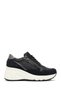 Women's Black Lace-Up Zipper Detail Wedge Heel Genuine Leather Sneaker, Winter Sports Shoes 25Afd37
