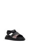 Women's Black Strappy Thick Soled Genuine Leather Sandals 25Sfd301018 - 6