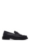 Women's Black Tasseled Genuine Leather Masculine Loafer, Winter Shoes 25Afd260018