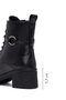 Women's Black Zippered Thick Heeled Leather Boots 25Wfd413318 - 2