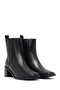 Women's Black Thick Heeled Leather Chelsea Boots 25Wfd188218 - 5