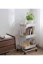 3-Tier Rolling Shelves Metal Cart Organizer White 85x45x35cm - 7