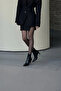Women's Black Zippered Thin Heeled Leather Boots 25Wfd161118 - 2