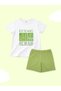 Boys 100% Cotton Set of 2 | Summer Casual Outfit for Kids & Toddlers | Graphic Print | White & Green - 3
