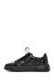 Men's Black Lace-Up Crocodile Patterned Leather Sneakers 24Wfd 730618 - 2