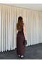 Brown Buttoned Belted Gabardine Dress - 5002 - 6