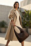 Stula Large Volume Magnetic Staple Detailed Hobo Shoulder Bag Brown - 6