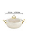 Caldora 26 cm Deep Granite Casserole Pot Non-Stick with Cream Gold Handle and Glass Lid - 3