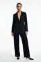 Black Buttonless Jacket with Pocket Detail and Comfortable Cut