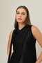 Black Sleeveless Asymmetrical Turtleneck Shawl Detailed Knitwear - 4