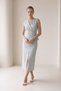 Baby blue front slit detailed full mold midi length skirt - 2