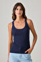 Navy Blue Thick Strap Crew Neck Knitwear