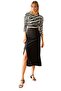 Women's Viscose Black Midi Skirt with Side Zipper and Slit Detail - 3
