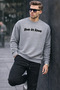 Written Design Cotton Casual Men's Gray Sweatshirt - 3