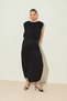 Black Draped Blouse with Pleated Detail and Full-Fit Skirt - 2